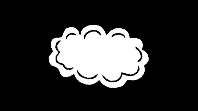 Cloud of Thoughts: A minimalist illustration of a cloud against a stark black backdrop. This graphic embodies a sense of thought, communication, and digital design.