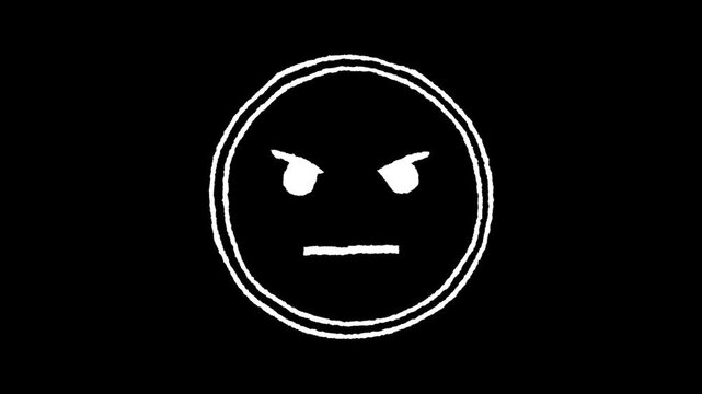 Angry Face Illustration: A simple yet potent depiction of an angry face with sharp eyes and a stern expression, set against a black background, conveying a strong sense of frustration.