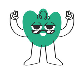 Fototapeta premium Heart Character Throwing Peace Gesture Cartoon
