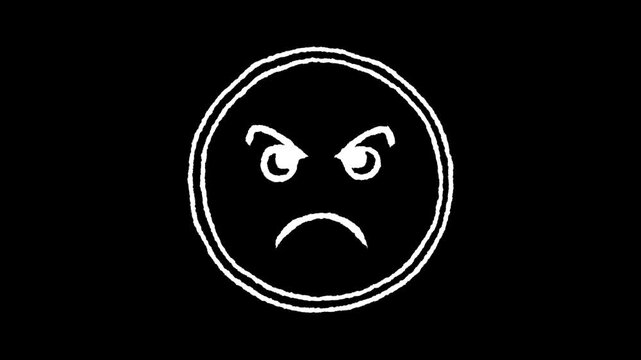 Angry Emoji Expression: An expressive illustration of an angry emoji conveying a mood of negativity, depicted with stark contrast and a minimalist style.