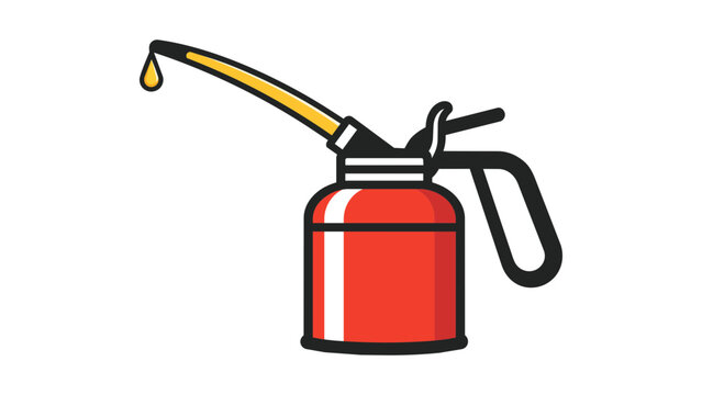 Red oil can vector icon illustration with a drop of lubricant, modern flat design for industrial maintenance, automotive repair, and mechanical lubrication, isolated on white background.
