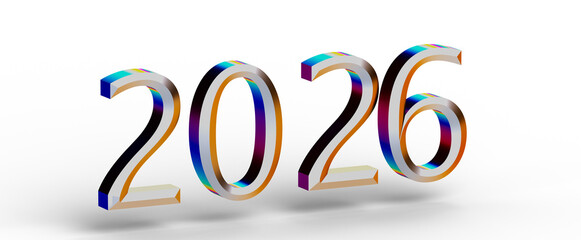 2026 year number metallic design, perfect for new year greetings and futuristic concepts. Great for digital design and m © vegefox.com