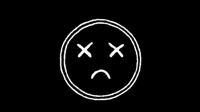 Sad Emoji: A hand-drawn emoji face expressing the emotions of sadness and negativity