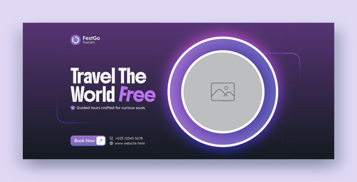 Travel holiday vacation web banner and facebook timeline cover header design template 