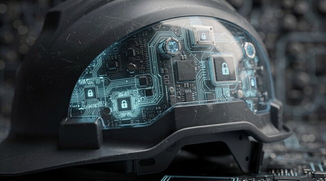 Futuristic Smart Construction Helmet with Embedded Circuits