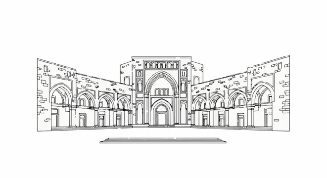 Ornate stone structure with arches and a central grand entrance