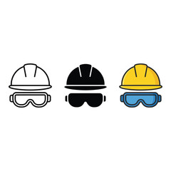 Fototapeta premium Three safety helmets with goggles.