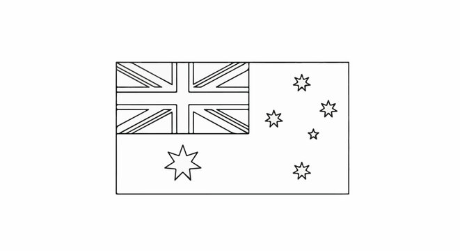 Outline drawing of the Australian flag with stars and the Union Jack