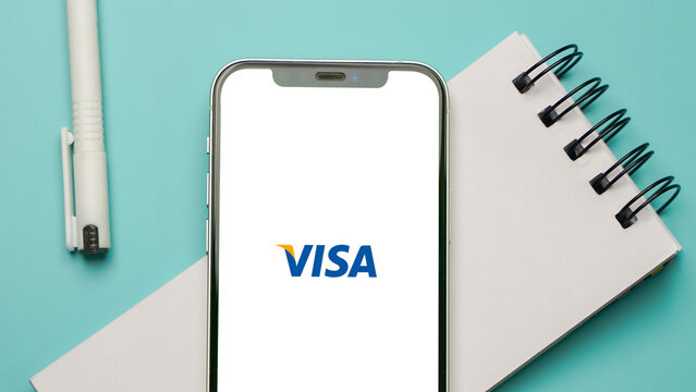 Visa logo displayed on a smartphone screen &ndash; Delhi, India &ndash; June 04, 2025