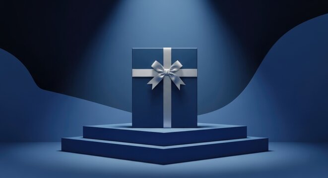 Father's day gift elegant blue present on pedestal perfect gift ideas