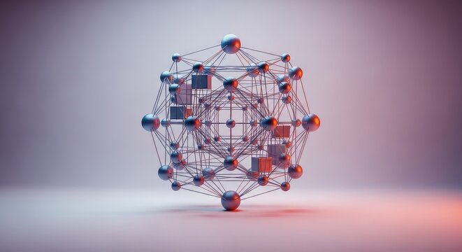 Visual representation of abstract thinking, featuring simple forms combined into a complex, infinite structural diagram or conceptual framework, diagram, structure, logic