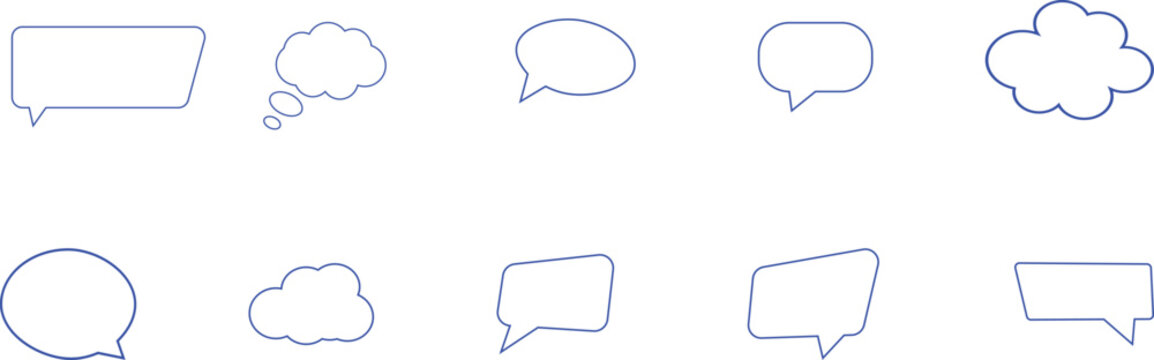 et of various outline speech bubbles and clouds for communication design