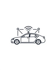 Obraz premium A car with a wi-fi signal coming out of it isolated on white background