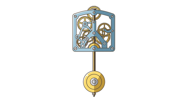 Intricate gold and blue clock mechanism.