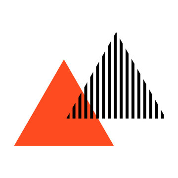 Abstract Overlapping Triangles with Solid Fill and Vertical Line Pattern