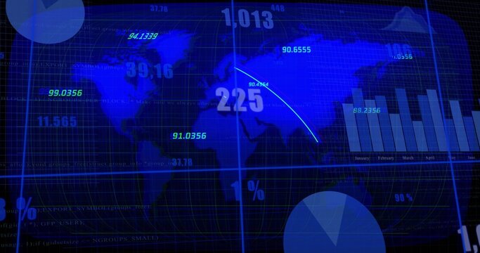 Vertical video: Geospatial dashboard receiving feed, updating map metrics and animating arc