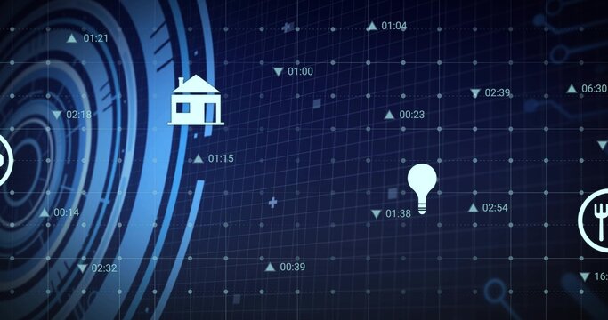 Glowing white lightbulb icon occupying slightly right on dashboard UI, with radar rings and times