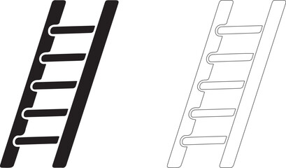 ladder wooden rungs icon on white background Black silhouette flat icon outline icon style. minimal vector icon style © malaika