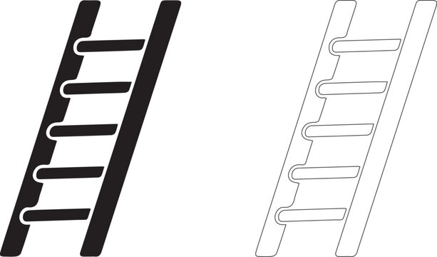 ladder wooden rungs icon on white background Black silhouette flat icon outline icon style. minimal vector icon style