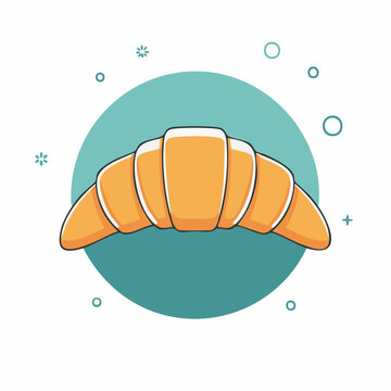 Freshly baked croissant illustration with decorative elements