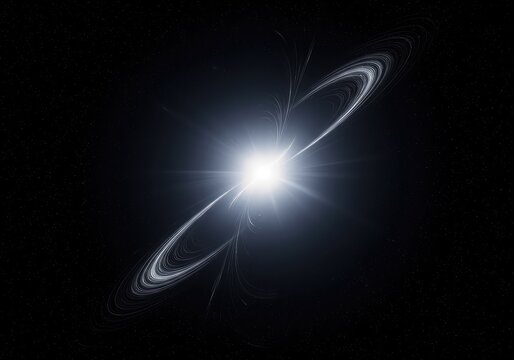 A dramatic, dark cosmic background showing the intense gravitational pull and warped light around a hypothetical singularity point in deep space, warp, mystery, massive