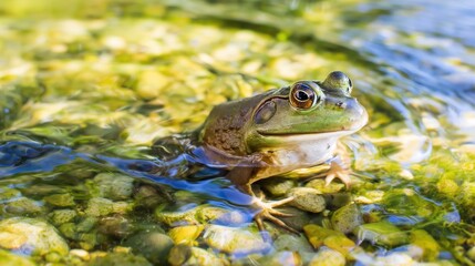 Obraz premium Close-Up of Frog in Clear Water