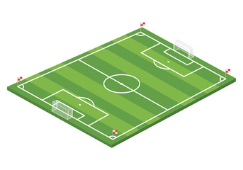 Soccer Field Isometric View with Corner Flags and Goals © Aguung