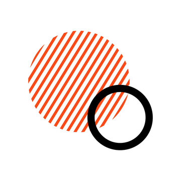Abstract Striped Circle with Diagonal Lines and Solid Black Ring Accent