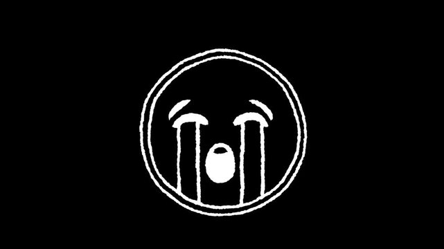Sad Face Expression: A stark, emotive illustration of a crying face, rendered in a simple yet powerful style, conveying a profound sense of sadness.