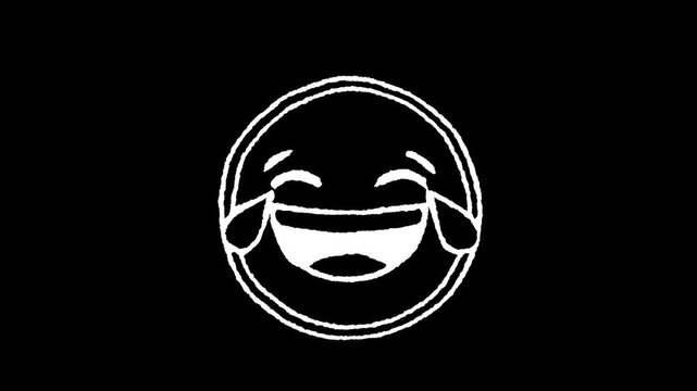 Laughing Emoji Icon: A minimalist emoji design depicts unrestrained laughter, symbolizing humor and amusement with its round shape and expressive features.