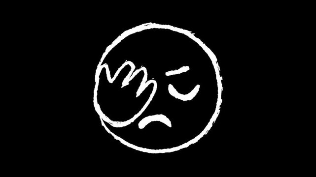 Emoticon of Dismay: A simple yet expressive hand-drawn emoticon, its form revealing a moment of despair and disappointment against a dark backdrop.
