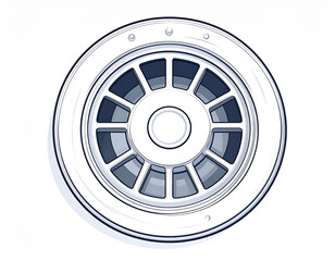 Obraz premium Detailed Illustration of a Vintage Car Wheel Rim with Spokes automobile automotive