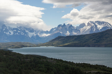 Fototapeta premium View of the mountain landscape in the national park Torres del Paine, Patagonia, Chile, South America