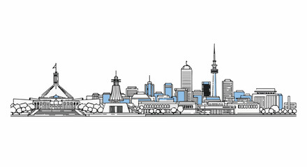 Obraz premium Stylized panoramic line drawing of a modern city skyline