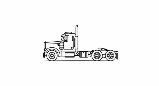 Stylized line drawing of a semi-trailer truck viewed from the side
