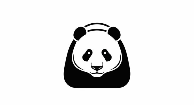 Stylized black and white panda face icon