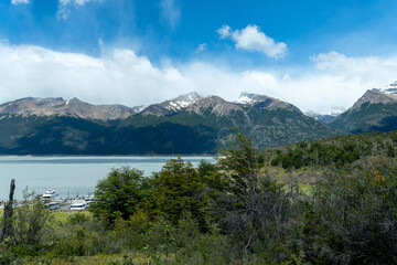 Naklejka premium Glacier Perito Moreno from a ship in the southeast of Argentina Bismarck Glacier Los Glaciares National Park in southwest Santa Cruz Province 