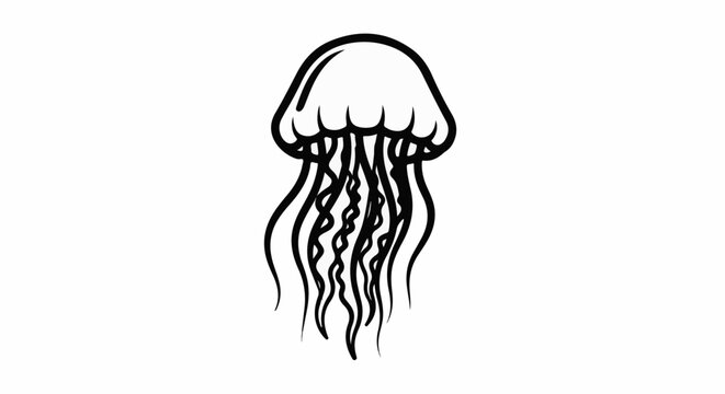 Stylized illustration of a jellyfish with flowing tentacles