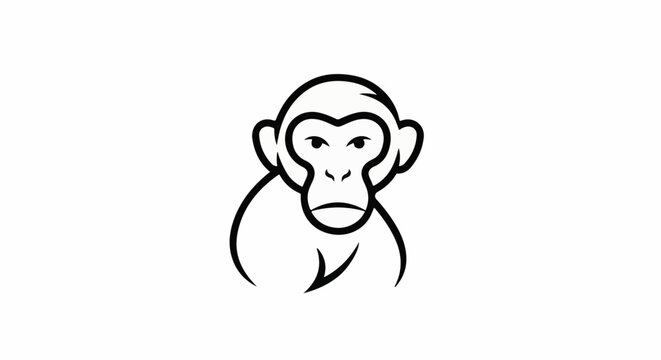 Stylized black line drawing of a chimpanzee's face and upper body