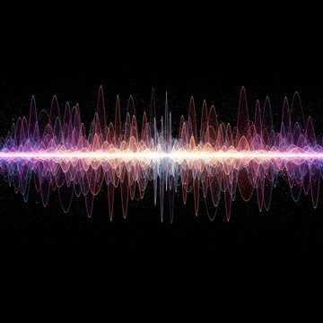 Colorful abstract wave pattern showing complex frequency modulation and energetic digital transmission data visualization, graphic, frequency, futuristic