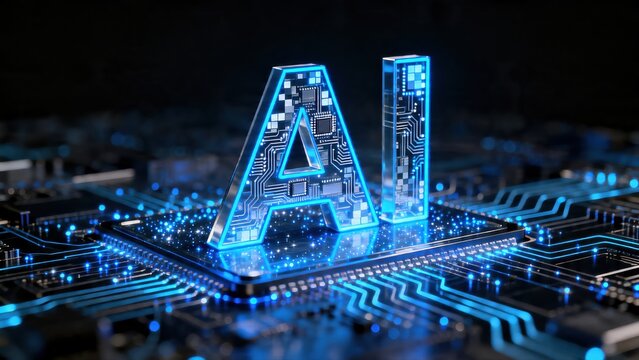 AI letters on circuit board
