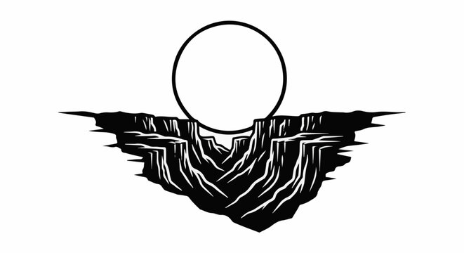 Stylized canyon with a circular void above the rock formations