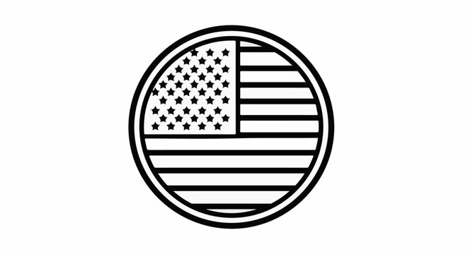 Stylized circular outline of the American flag with stars and stripes