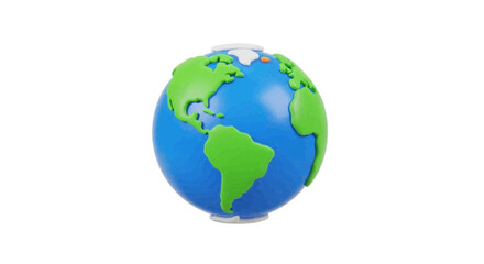 Fototapeta premium Vector illustration&nbsp;of 3d illustration of a stylized globe showing north and south america on a transparent background