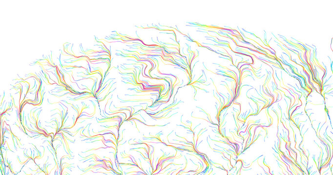 Unique colorful line art on white background, abstract composition. Great for designs rel