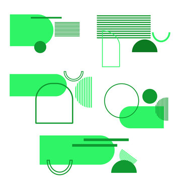 Abstract Green Tech Geometric Composition with Lines Arcs and Rounded Rectangles