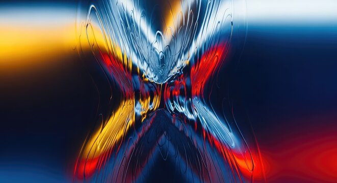 An abstract representation of extreme pressure applied to a metallic blank, causing significant plastic deformation and shape change, metal, yield, structural