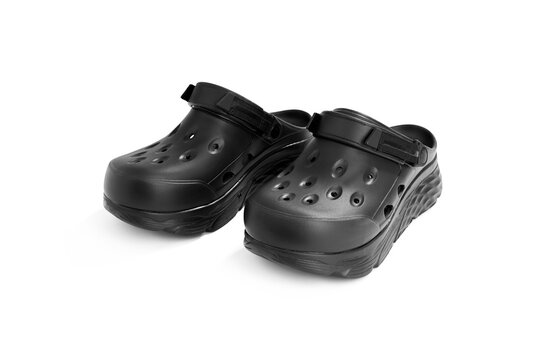 Casual rubber sandals isolated on white background   Image created by focus stacking technique for corner to corner sharpness.