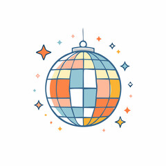 Obraz premium Disco Ball with Stars Illustration