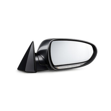Car side rearview mirror on transparent background isolated black automotive accessory for vehicle safety